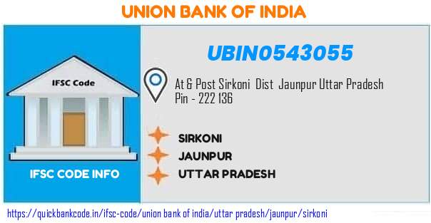 UBIN0543055 Union Bank of India. SIRKONI