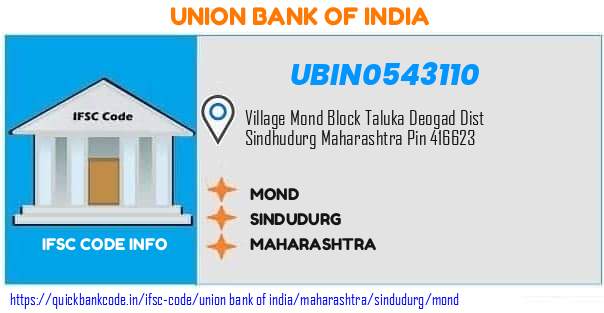 Union Bank of India Mond UBIN0543110 IFSC Code