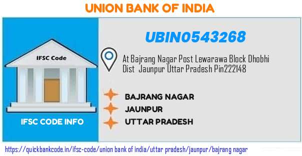 UBIN0543268 Union Bank of India. BAJRANG NAGAR