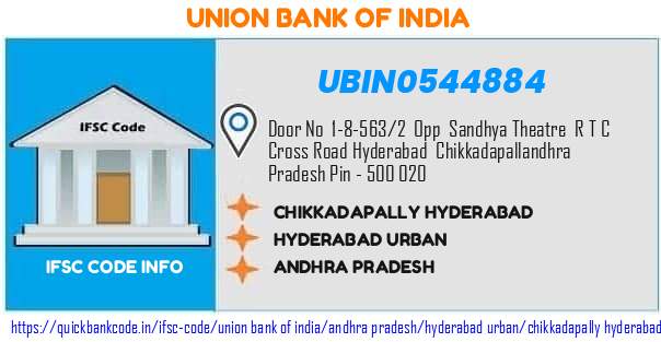 Union Bank of India Chikkadapally Hyderabad UBIN0544884 IFSC Code