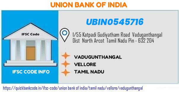 Union Bank of India Vadugunthangal UBIN0545716 IFSC Code