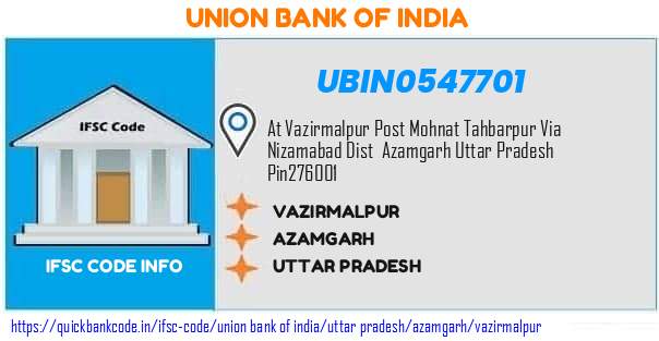 Union Bank of India Vazirmalpur UBIN0547701 IFSC Code