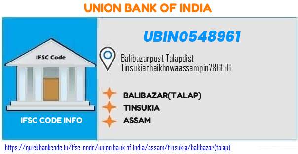 Union Bank of India Balibazartalap UBIN0548961 IFSC Code