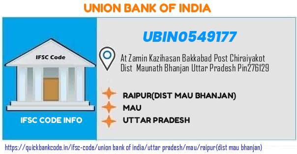 Union Bank of India Raipurdist Mau Bhanjan UBIN0549177 IFSC Code