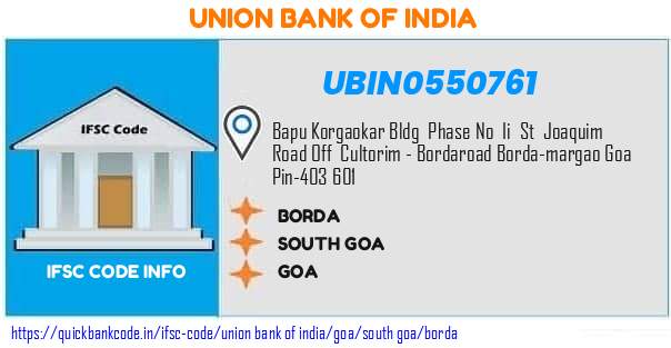 Union Bank of India Borda UBIN0550761 IFSC Code