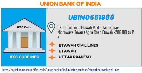 Union Bank of India Etawah Civil Lines UBIN0551988 IFSC Code