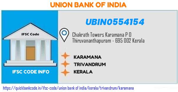 Union Bank of India Karamana UBIN0554154 IFSC Code