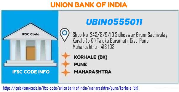 Union Bank of India Korhale bk UBIN0555011 IFSC Code