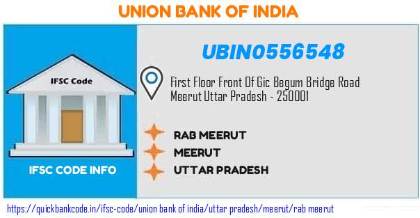 Union Bank of India Rab Meerut UBIN0556548 IFSC Code