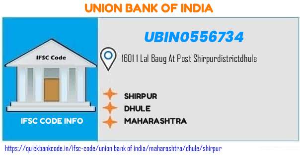 UBIN0556734 Union Bank of India. SHIRPUR