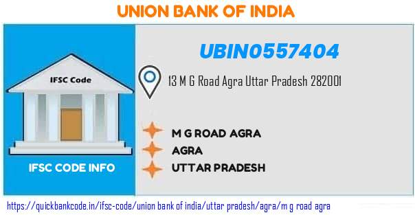 UBIN0557404 Union Bank of India. M G ROAD, AGRA