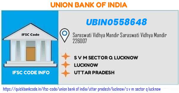 Union Bank of India S V M Sector Q Lucknow UBIN0558648 IFSC Code