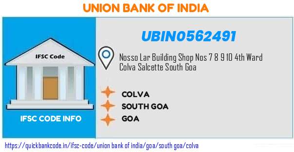 Union Bank of India Colva UBIN0562491 IFSC Code