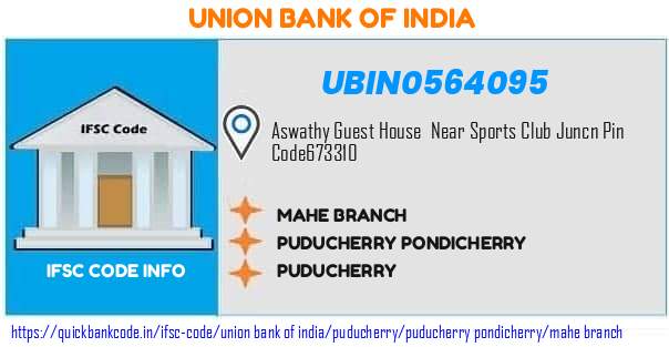 Union Bank of India Mahe Branch UBIN0564095 IFSC Code