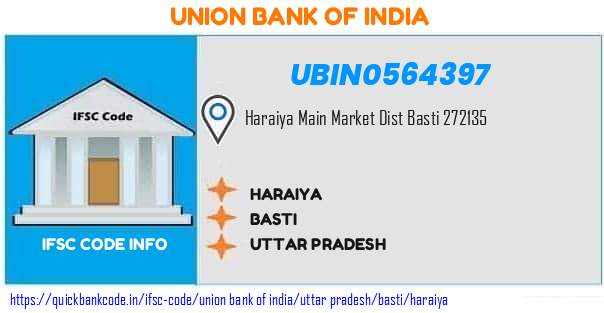 Union Bank of India Haraiya UBIN0564397 IFSC Code