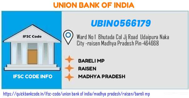 UBIN0566179 Union Bank of India. BARELI-MP