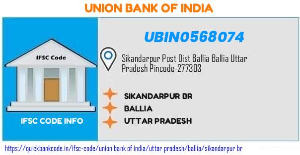 Union Bank of India Sikandarpur Br UBIN0568074 IFSC Code