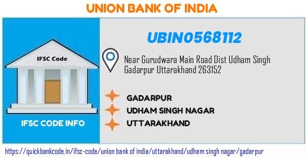 UBIN0568112 Union Bank of India. GADARPUR
