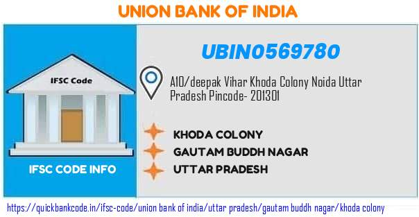 Union Bank of India Khoda Colony UBIN0569780 IFSC Code