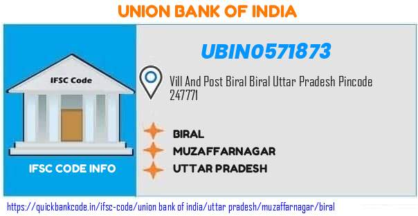 Union Bank of India Biral UBIN0571873 IFSC Code