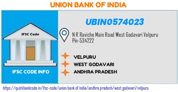 Union Bank of India Velpuru UBIN0574023 IFSC Code