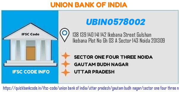 Union Bank of India Sector One Four Three Noida UBIN0578002 IFSC Code