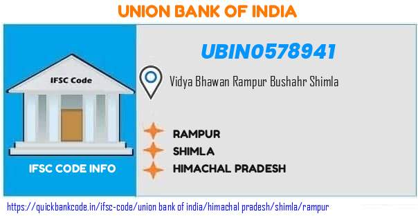 Union Bank of India Rampur UBIN0578941 IFSC Code