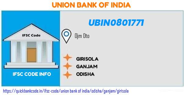 Union Bank of India Girisola UBIN0801771 IFSC Code