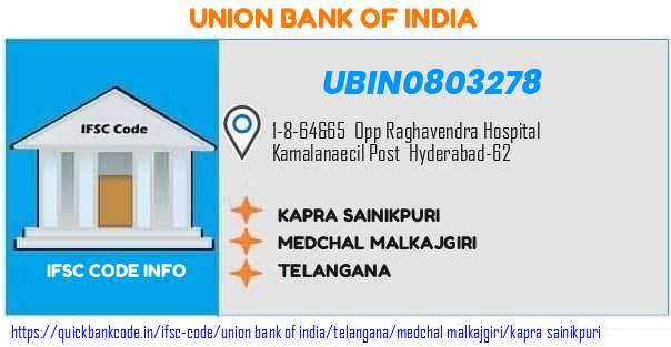 Union Bank of India Kapra Sainikpuri UBIN0803278 IFSC Code