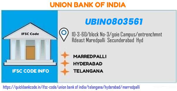 Union Bank of India Marredpalli UBIN0803561 IFSC Code