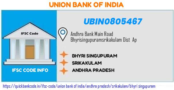 Union Bank of India Bhyri Singupuram UBIN0805467 IFSC Code
