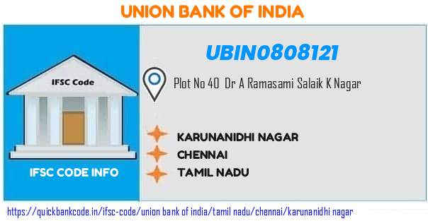 UBIN0808121 Union Bank of India. KARUNANIDHI NAGAR