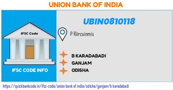 Union Bank of India B Karadabadi UBIN0810118 IFSC Code