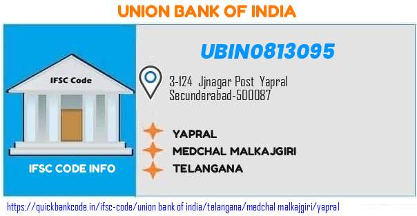 Union Bank of India Yapral UBIN0813095 IFSC Code