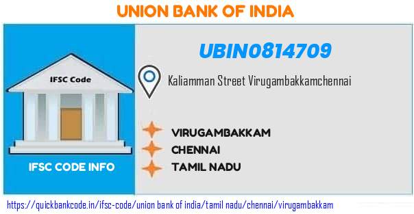 Union Bank of India Virugambakkam UBIN0814709 IFSC Code