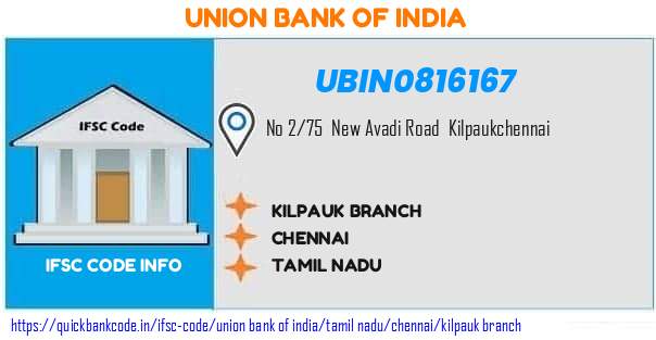 Union Bank of India Kilpauk Branch UBIN0816167 IFSC Code