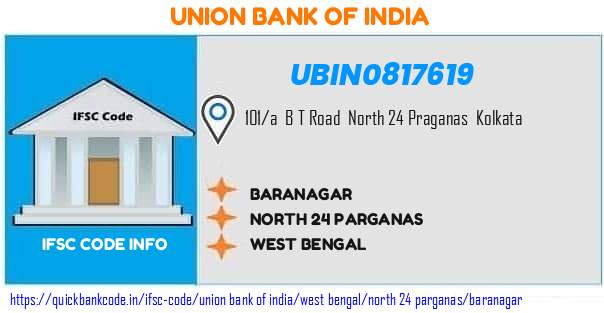 Union Bank of India Baranagar UBIN0817619 IFSC Code