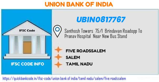Union Bank of India Five Roadssalem UBIN0817767 IFSC Code