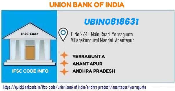 Union Bank of India Yerragunta UBIN0818631 IFSC Code