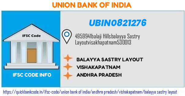 Union Bank of India Balayya Sastry Layout UBIN0821276 IFSC Code