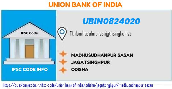 Union Bank of India Madhusudhanpur Sasan UBIN0824020 IFSC Code