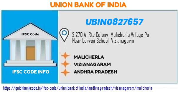 Union Bank of India Malicherla UBIN0827657 IFSC Code