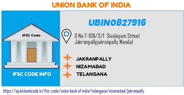 Union Bank of India Jakranpally UBIN0827916 IFSC Code