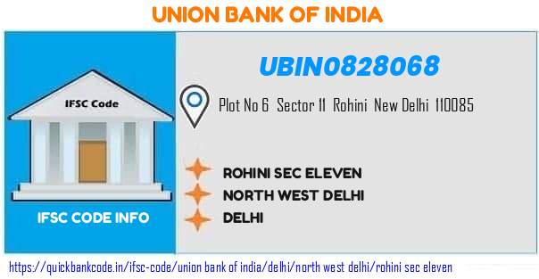 Union Bank of India Rohini Sec Eleven UBIN0828068 IFSC Code