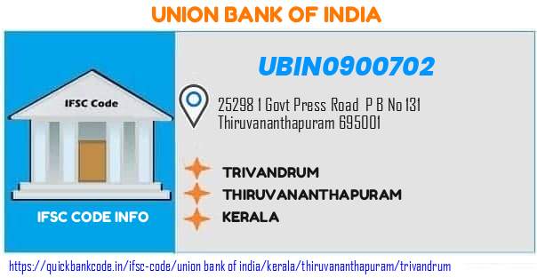 Union Bank of India Trivandrum UBIN0900702 IFSC Code