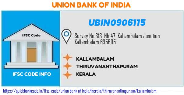 Union Bank of India Kallambalam UBIN0906115 IFSC Code