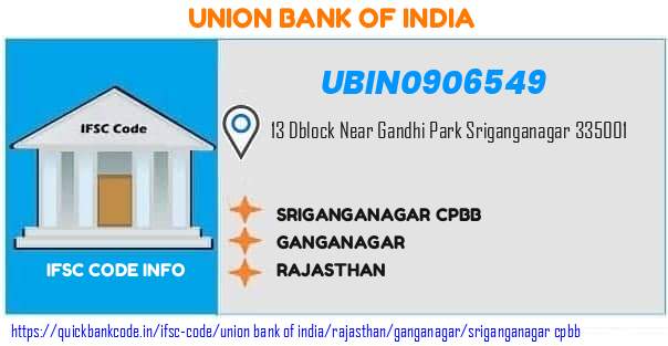 Union Bank of India Sriganganagar Cpbb UBIN0906549 IFSC Code