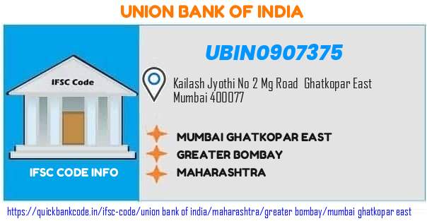Union Bank of India Mumbai Ghatkopar East UBIN0907375 IFSC Code
