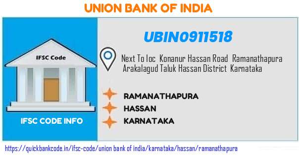 Union Bank of India Ramanathapura UBIN0911518 IFSC Code