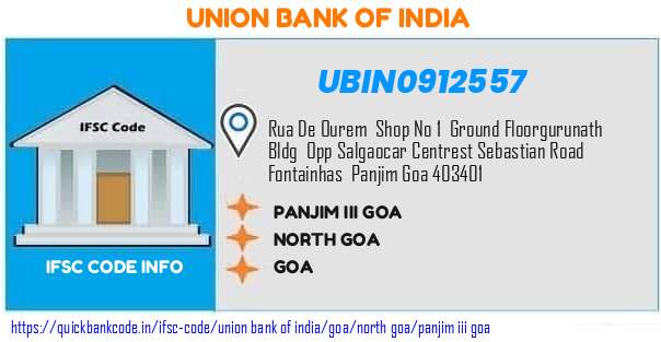 Union Bank of India Panjim Iii Goa UBIN0912557 IFSC Code